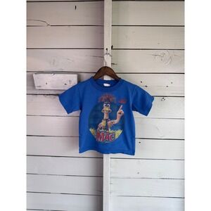 Vintage Chicken Run Movie Promo T-Shirt Kids Mac Blue Graphic Tee 2000s